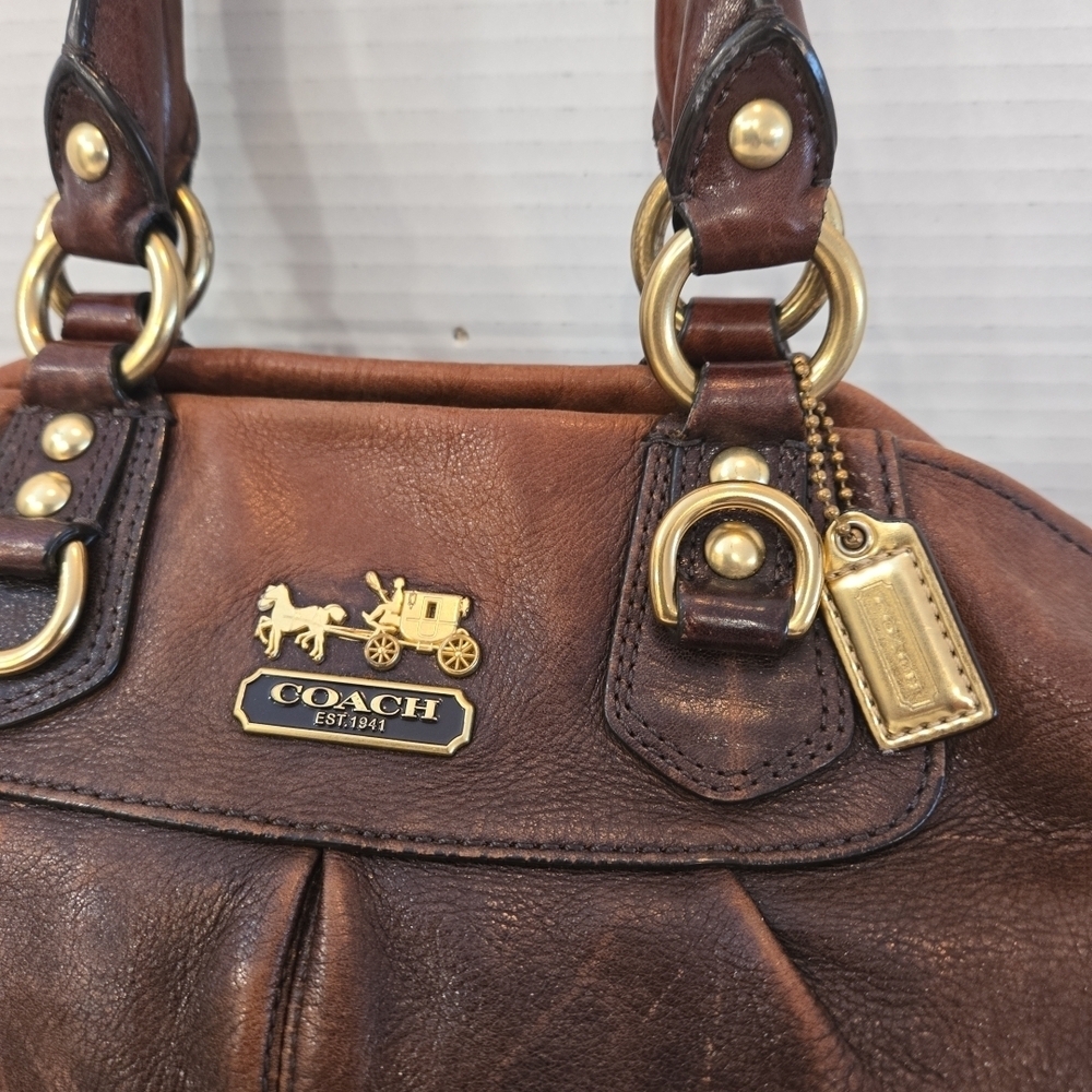 VTG Coach Madison Claire Large Brown Leather Satchel Shoulder Bag 12935 - Picture 2 of 16